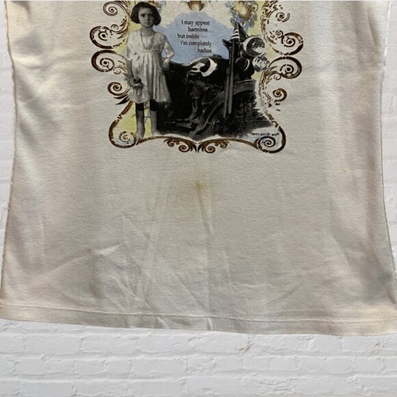 KAVIO! -- White "T" w/Image: "I May Appear Harmless..But I'm Completely Badass" - Picture 11 of 16